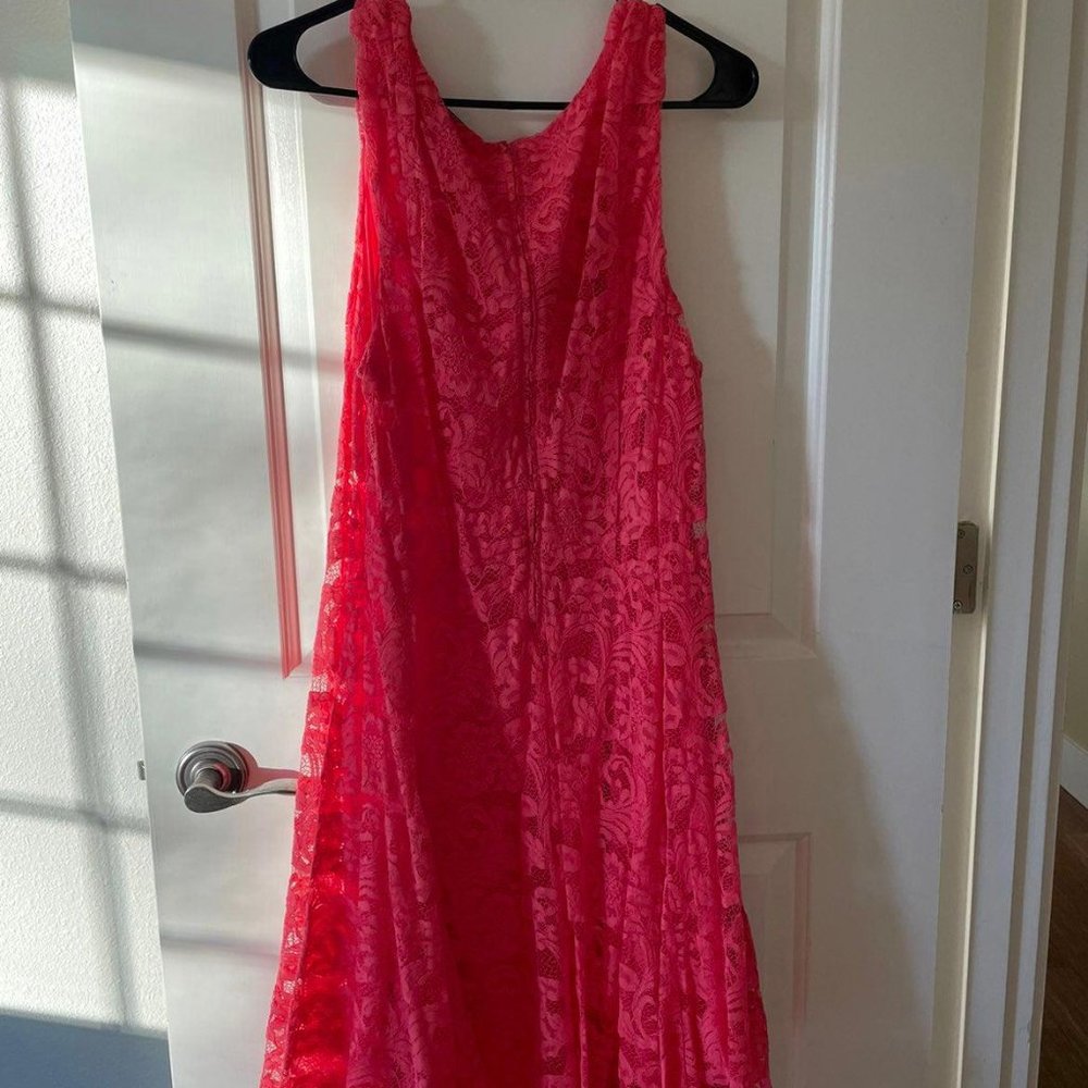 Torrid Coral Pink Floral Lace Sleeveless Fit and Flare Dress NWT Size 22 - Picture 3 of 3